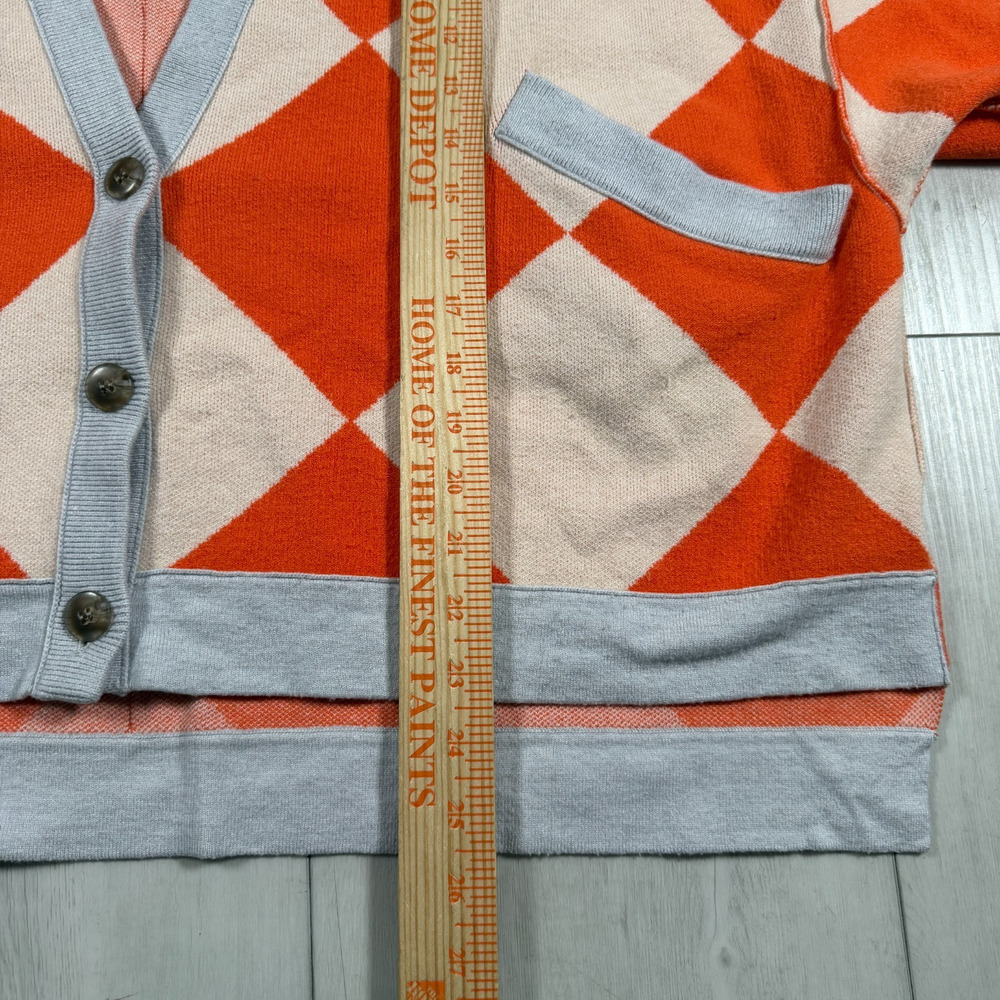 We The Free People Manny Checkered Oversized Cardigan Orange Womens XS Boho Cozy - Picture 10 of 12